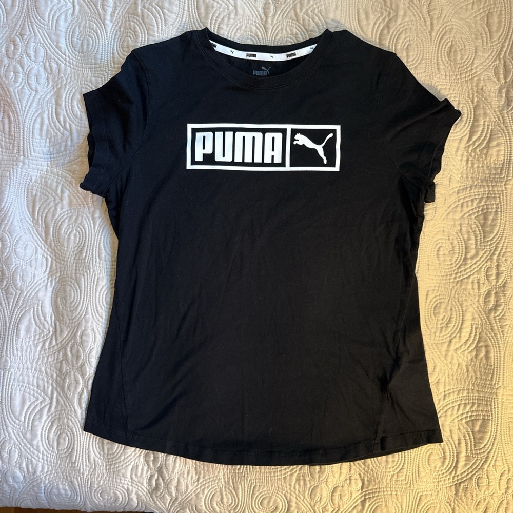 Puma‎ Kids Black Tee with White Logo